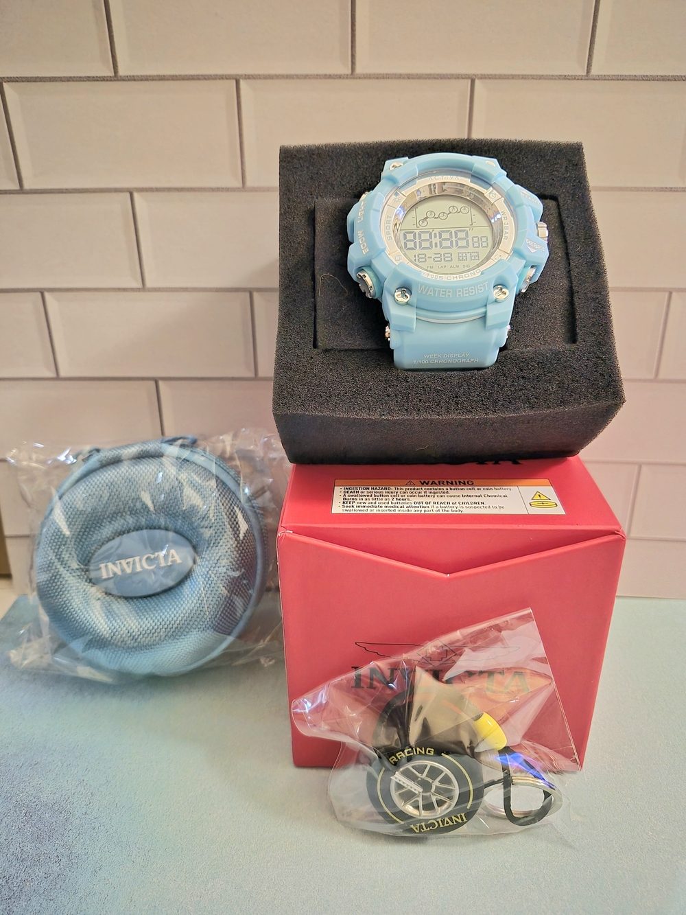 Invicta Light Blue Digital Sport Watch with Light Blue Case